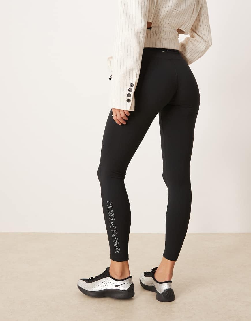 nike training one sculpt mid rise leggings in black