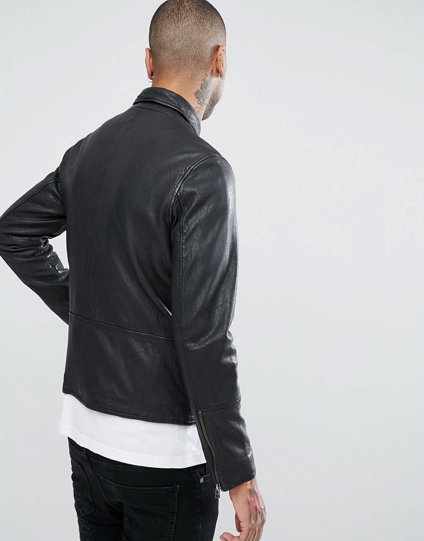 Pretty Green Jennetts Leather Jacket In Black For Men Lyst Gallery