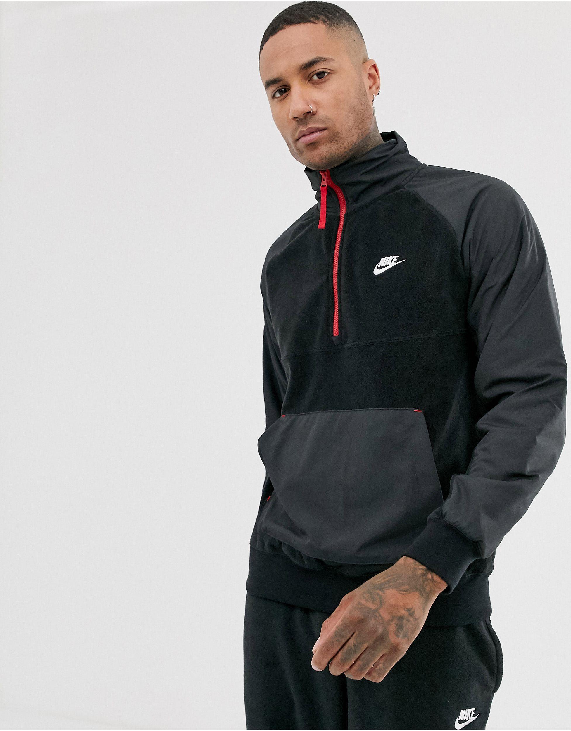 Sweat-shirt d'hiver en polaire à col zippé avec empiècements en nylon  Polaire Nike pour homme en coloris Noir - Lyst