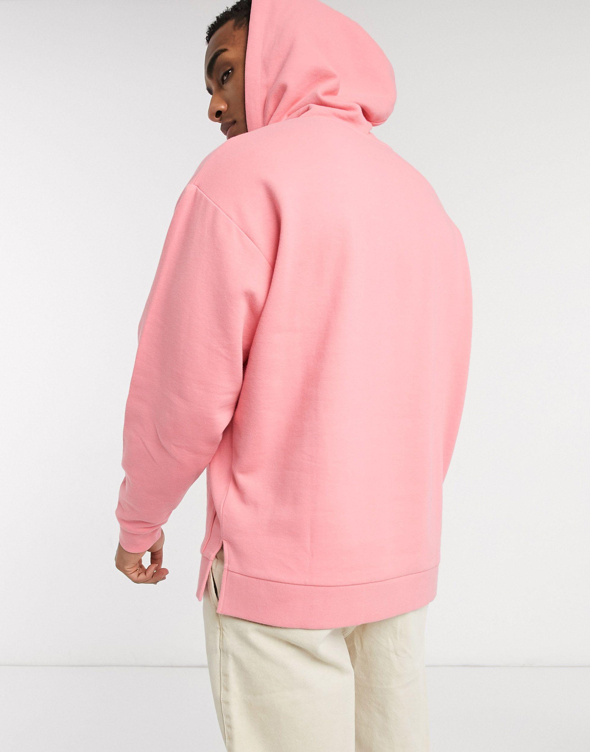 ASOS Oversized Hoodie With Split Hem in Pink for Men Lyst