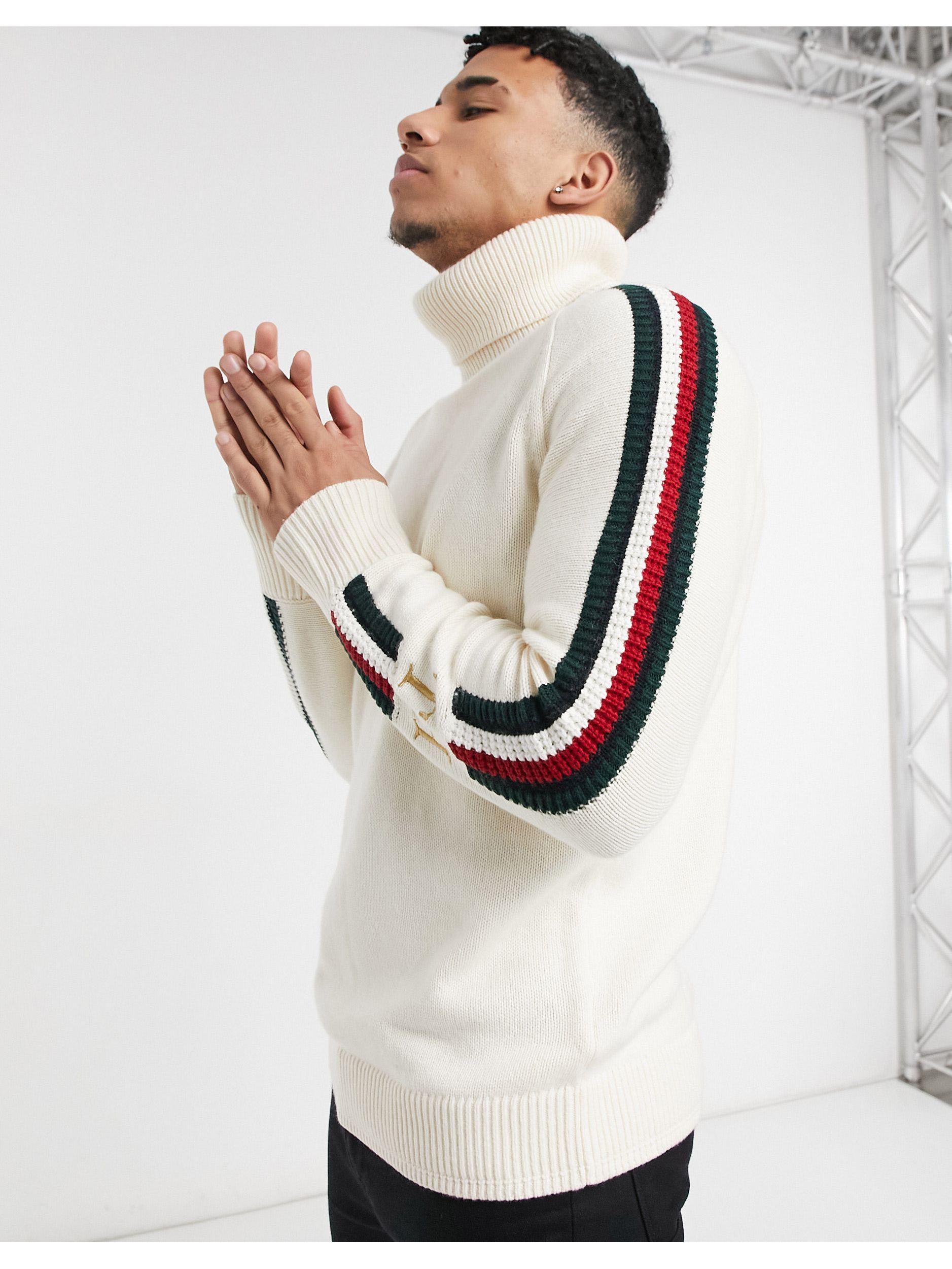 Tommy Hilfiger Synthetic Icon Sleeve Tipped Roll Neck Knit Jumper in White  for Men - Lyst