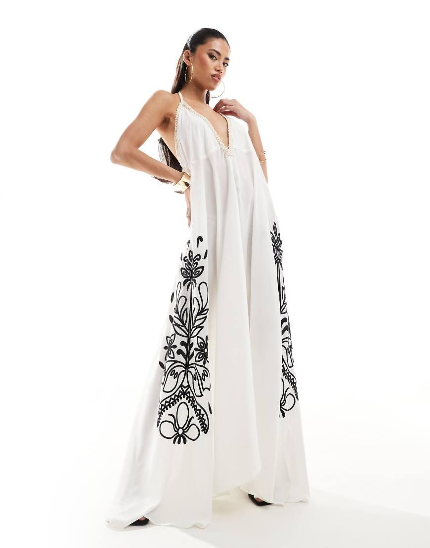 River Island Embroidered Hanky Hem Maxi Beach Dress in White Lyst UK