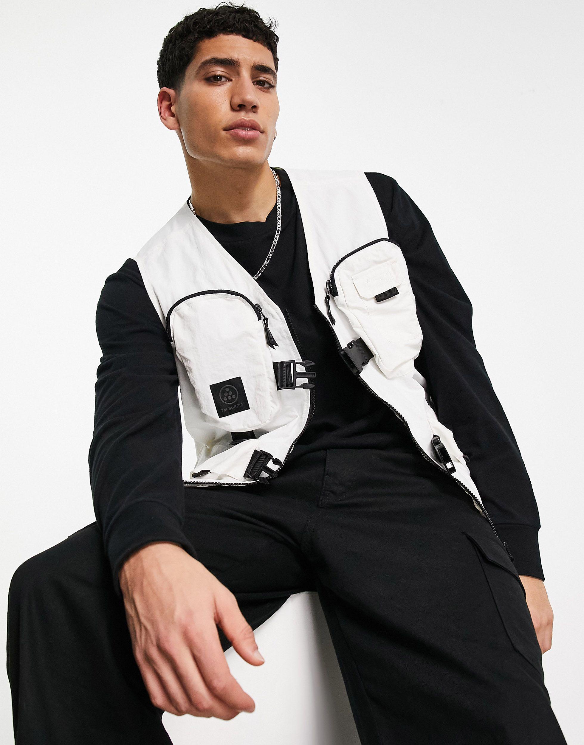 TOPMAN Utility Vest in White for Men | Lyst