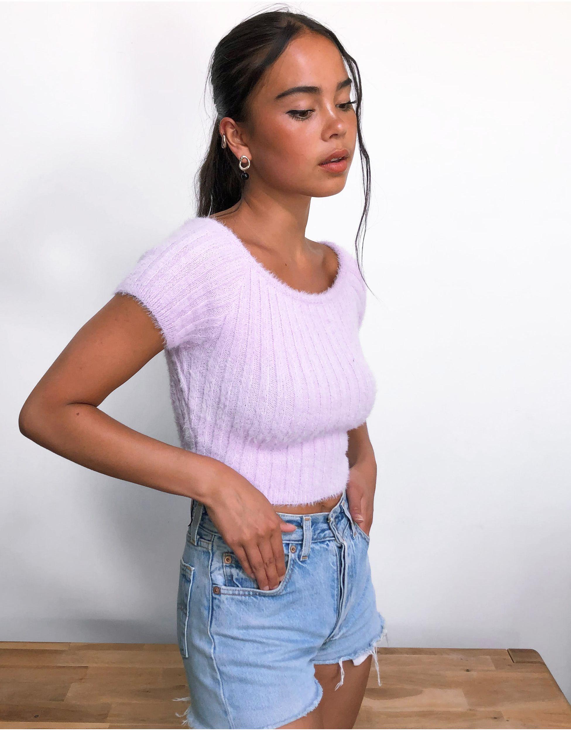 TOPSHOP Synthetic Fluffy Knitted Crop 