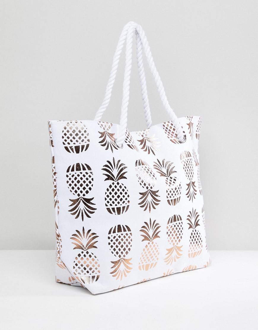 gold pineapple beach bag