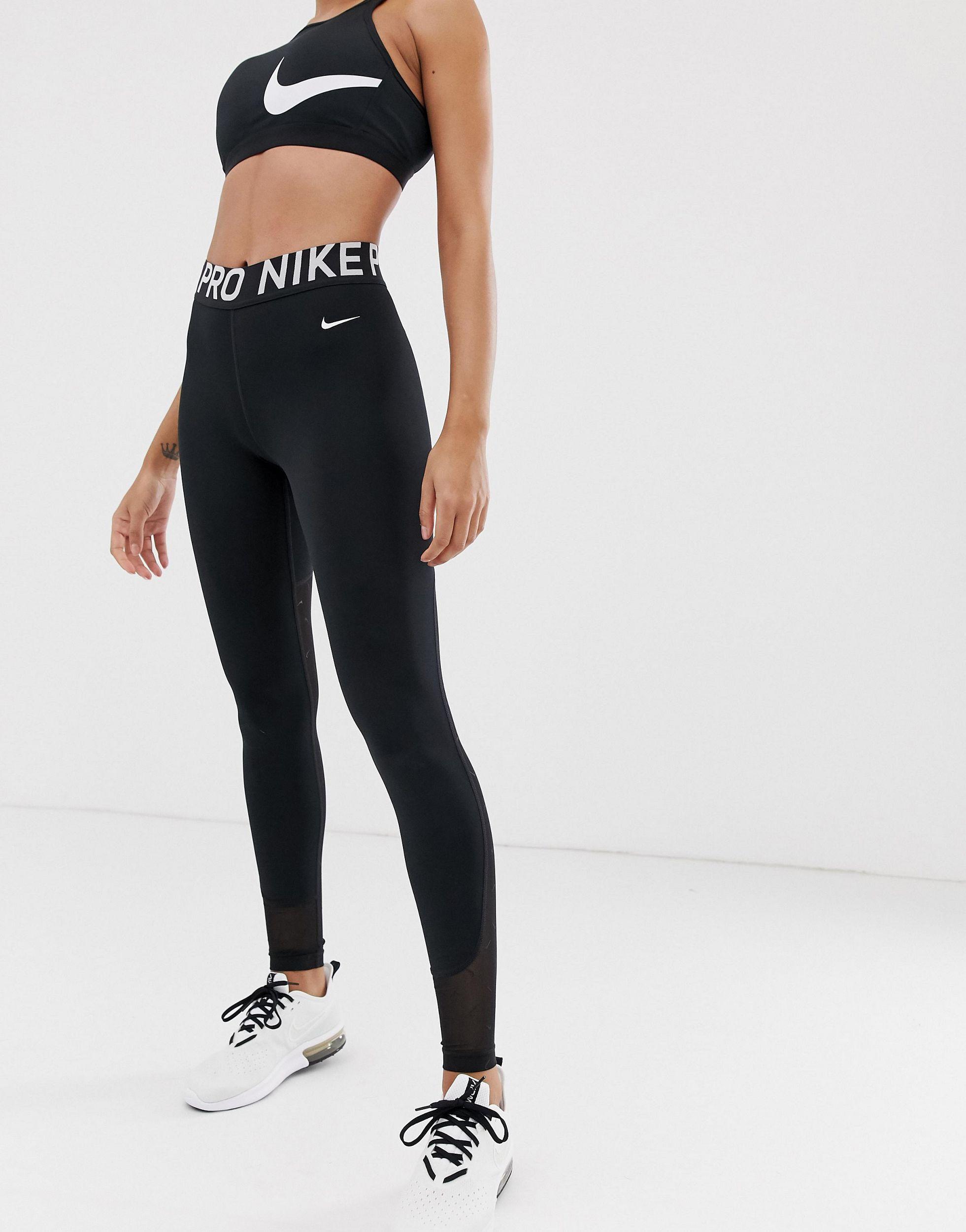 Nike Nike – Pro Training – Netzstoff-Leggings mit Swoosh-Logodesign in  Schwarz | Lyst DE