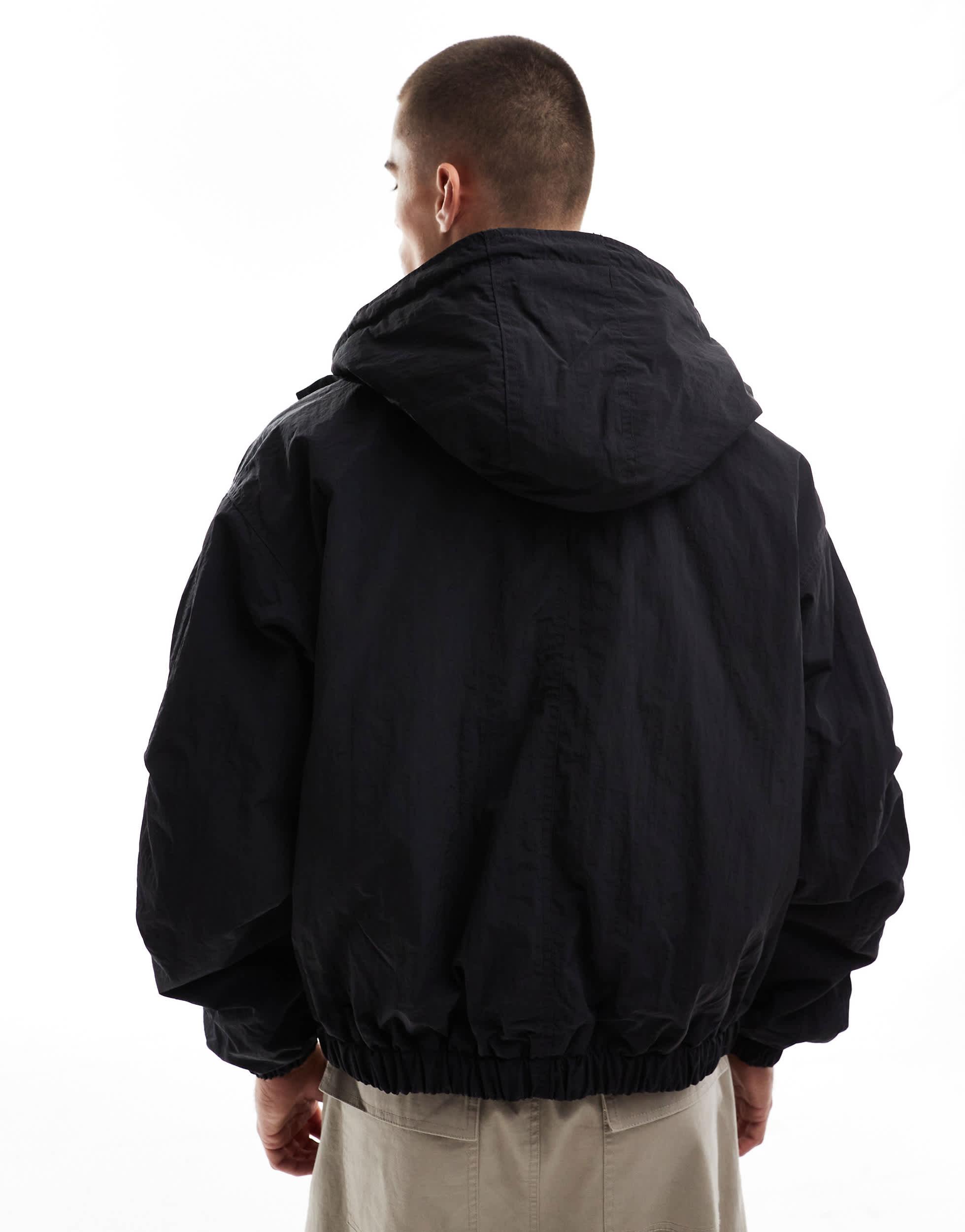 Bershka Windbreaker in Black for Men Lyst
