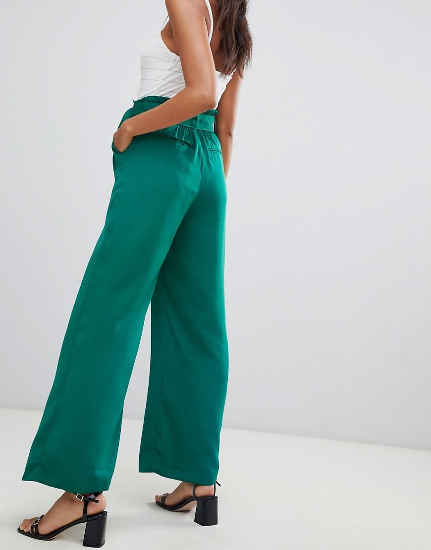 Pantalon large avec lien à nouer Bershka en coloris Vert | Lyst