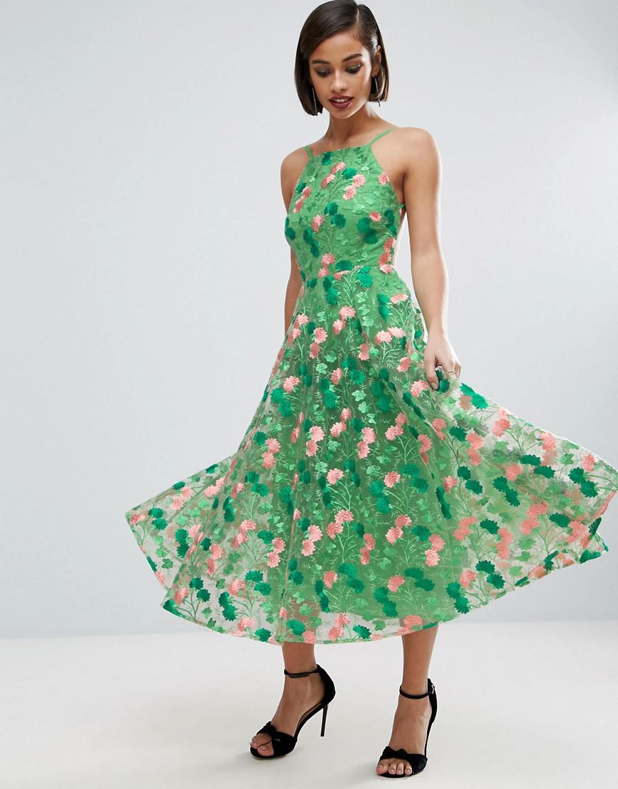 ASOS Synthetic Salon Floral Embroidered ...
