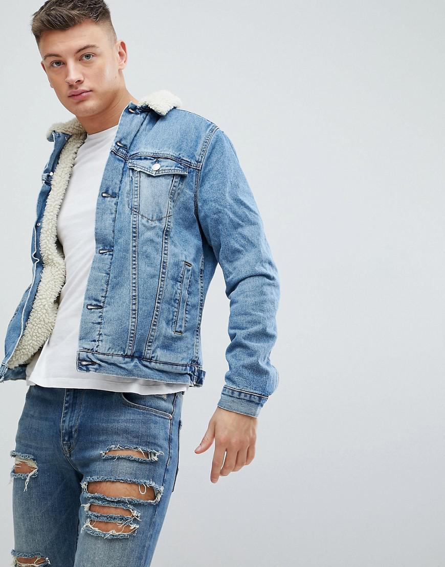 blue borg lined denim jacket