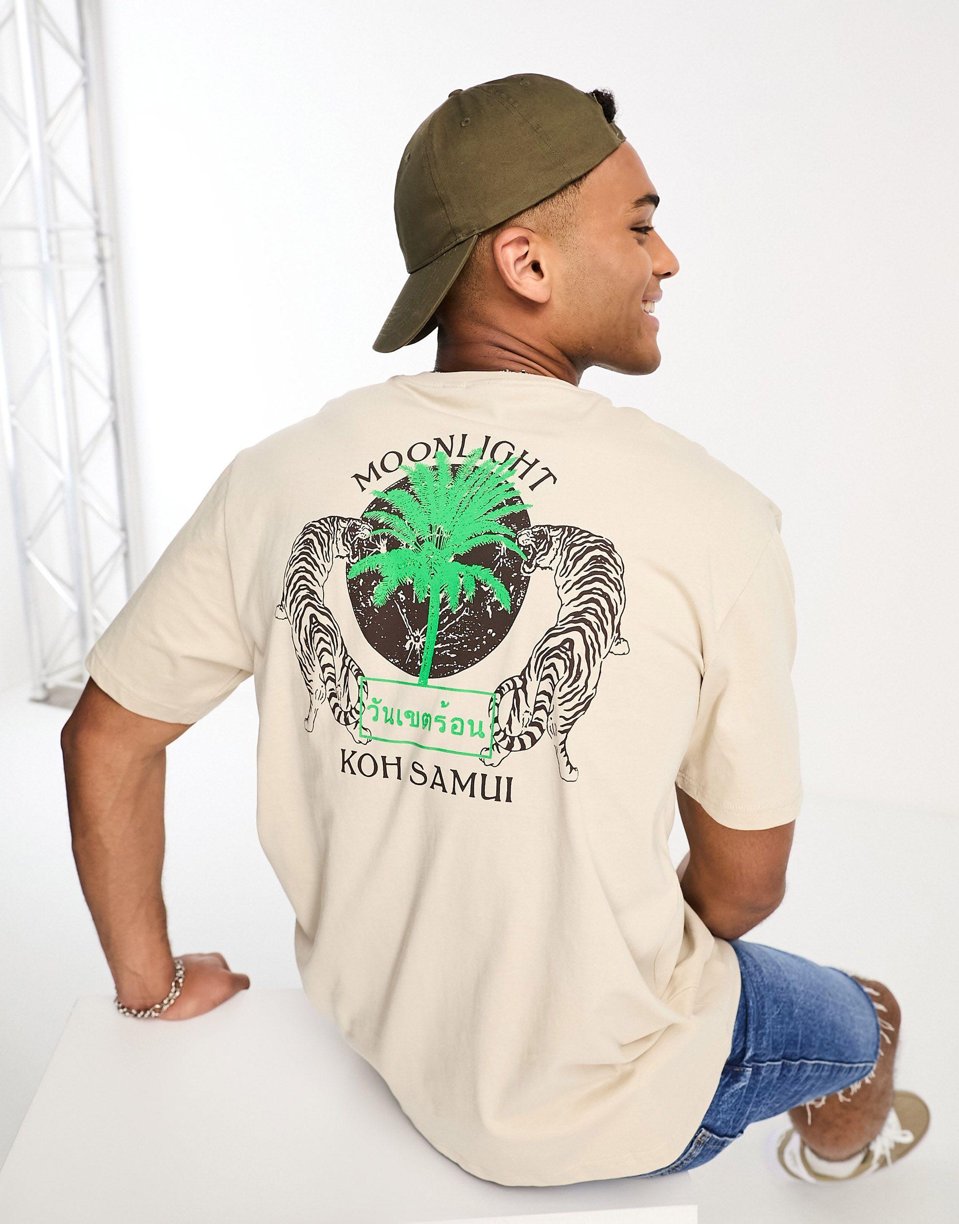 Pålidelig Kritik udløser Only & Sons Oversized T-shirt With Tiger Moon Back Print in Natural for Men  | Lyst
