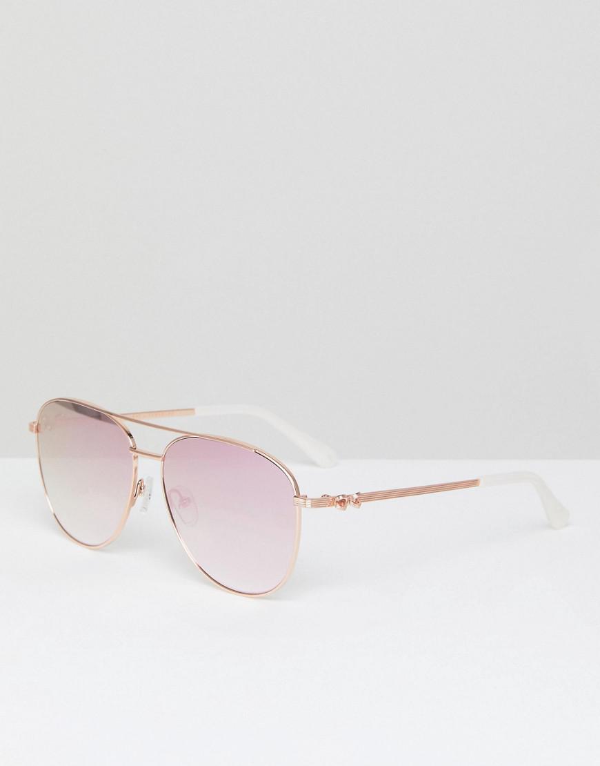 Ted Baker Tb1491 403 Mira Aviator Sunglasses In Rose Gold in Metallic | Lyst
