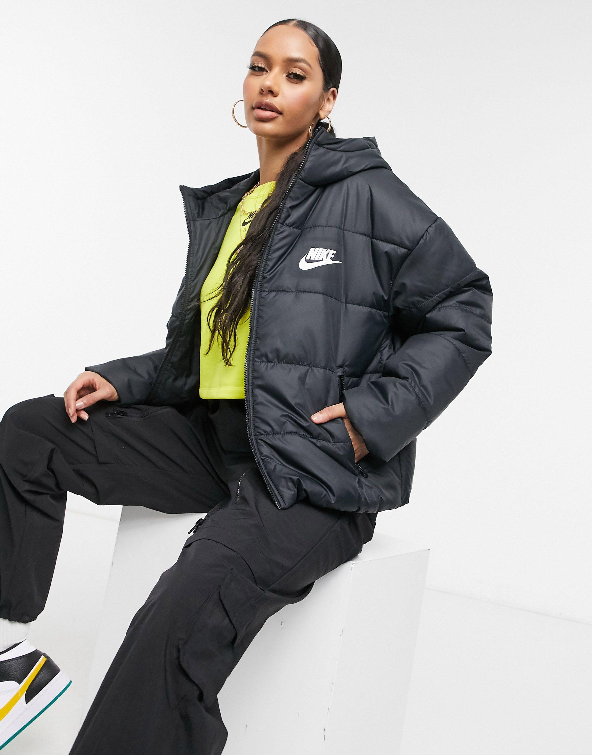 I found it a cup of Discriminatory Nike Padded Jacket With Back Swoosh in Black | Lyst
