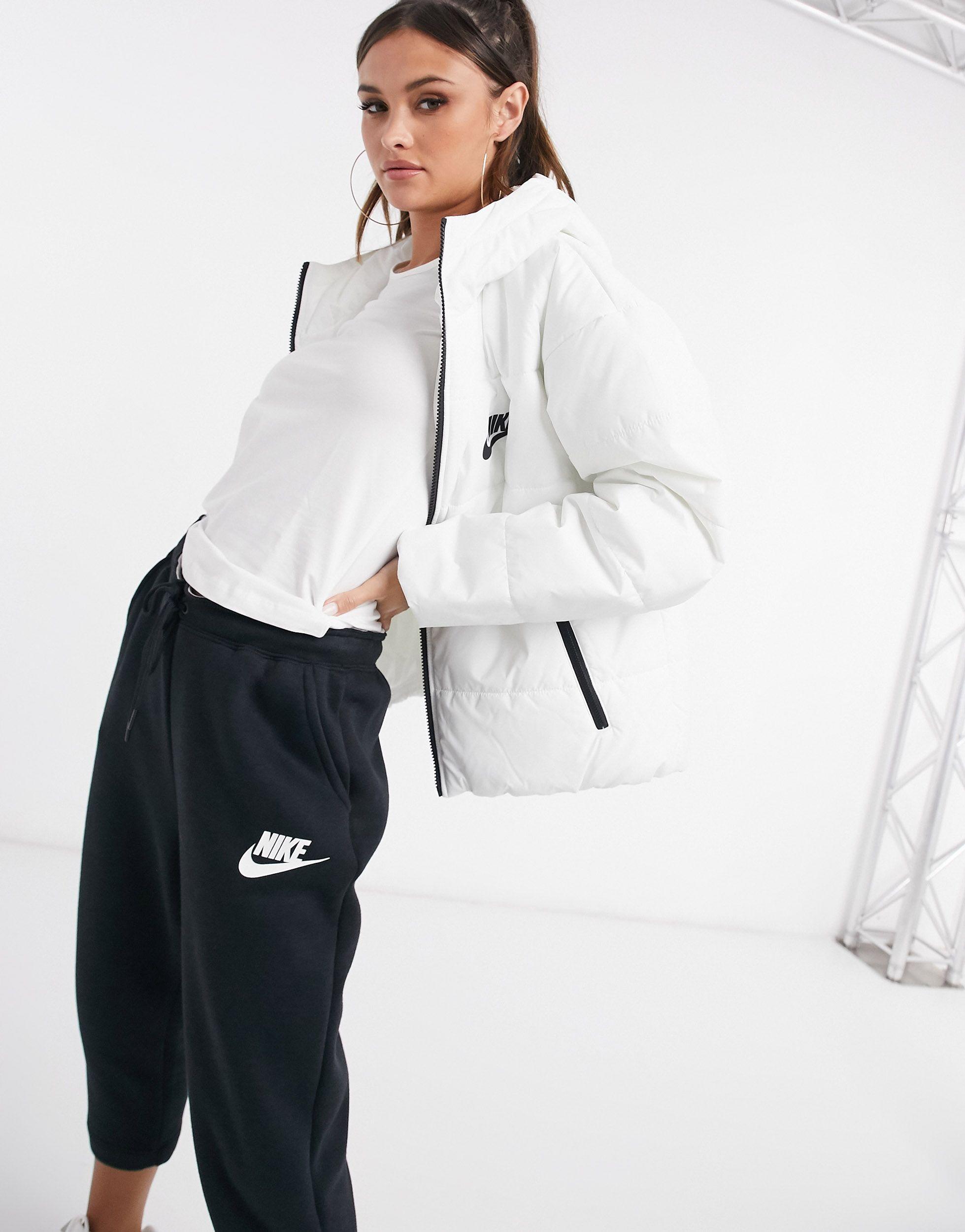 Nike Padded Jacket With Back Swoosh in White Lyst UK