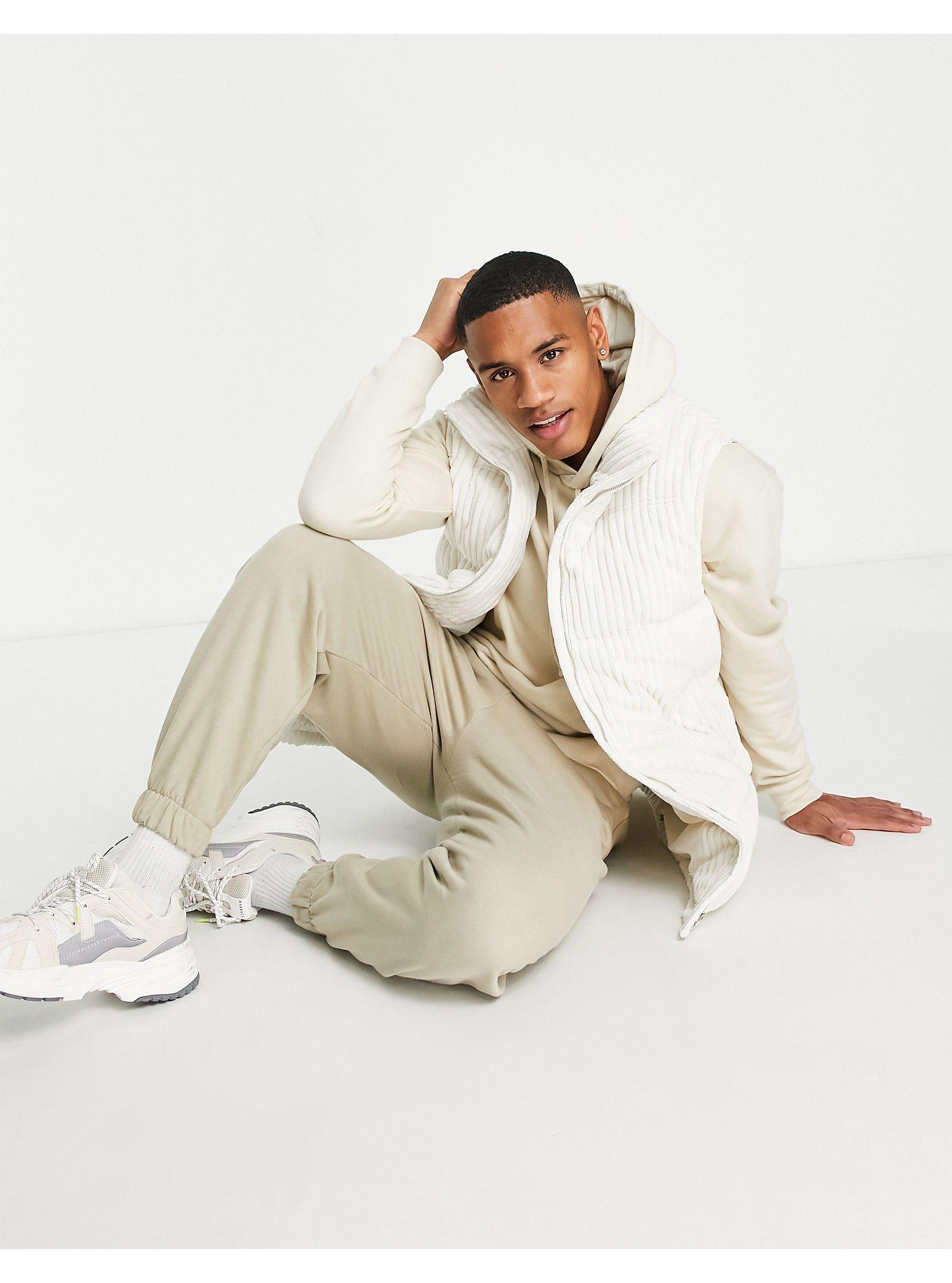 Urbancode Corduroy Puffer Vest in White 