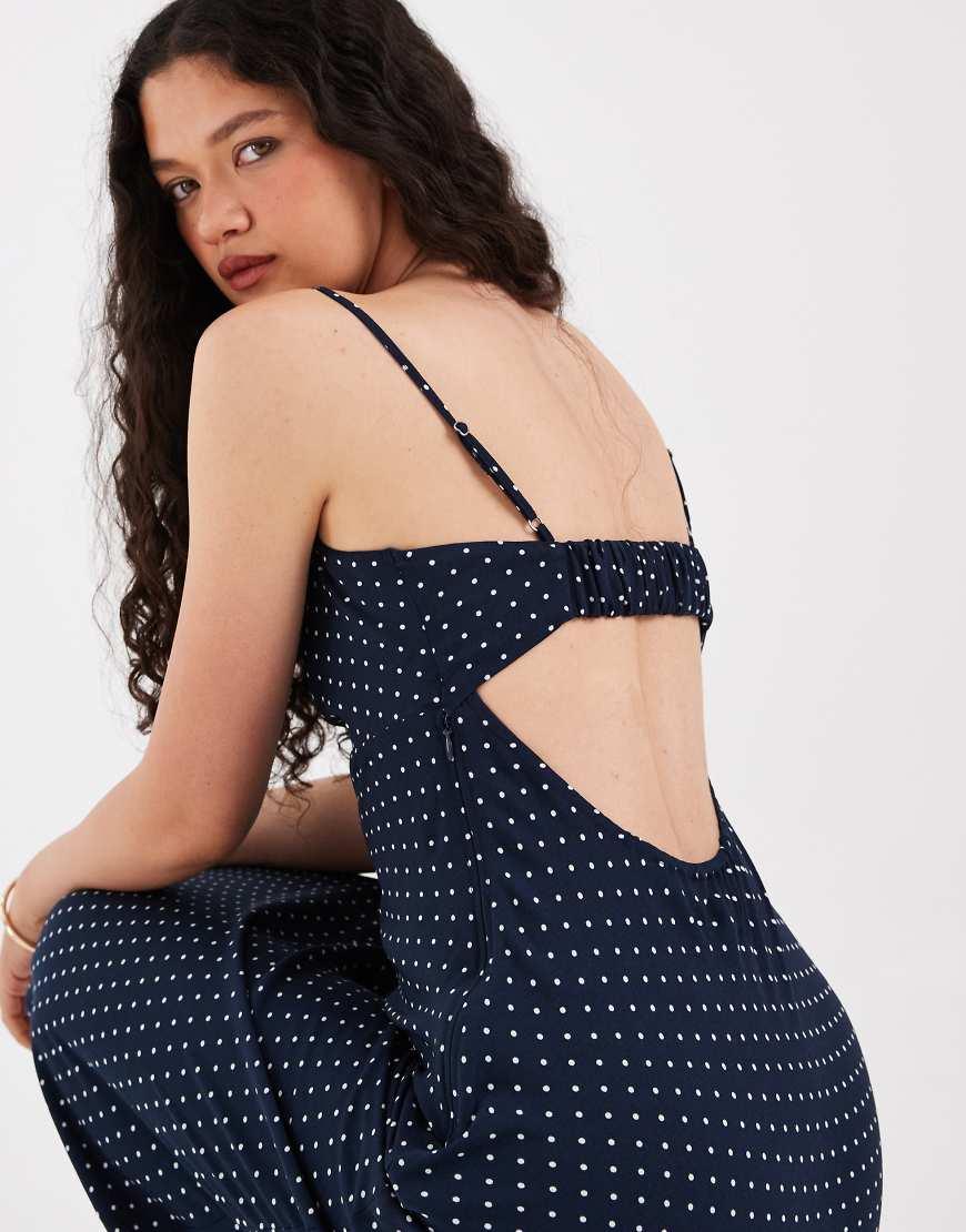 hollister blue polka dot dress Twist Bust Slip Midi in The shirred stretch panel neckline:high Bar III Trendy Plus Size:Custom (0-12 US, 32-44 EU)