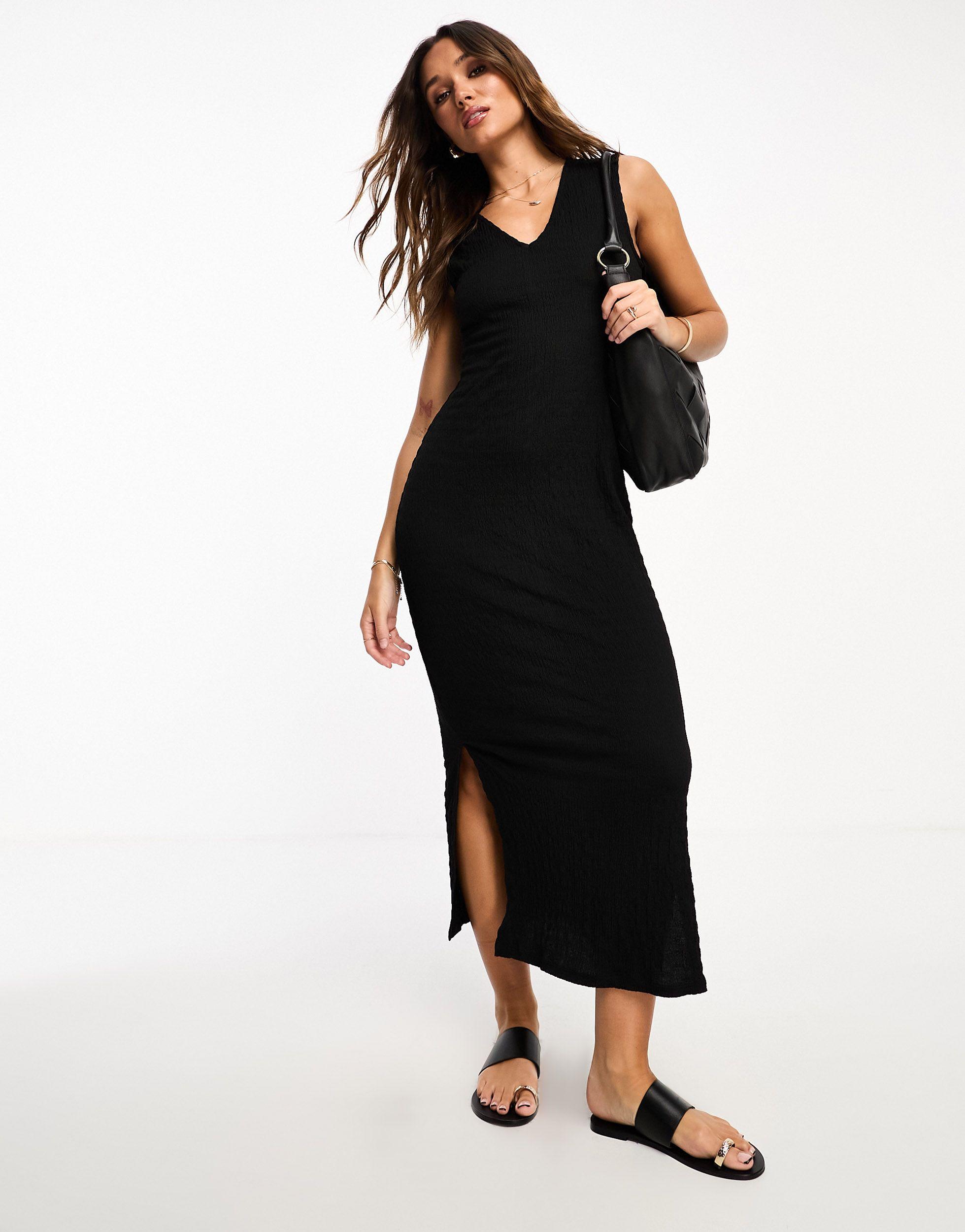 Textured Jersey Dress in Black |