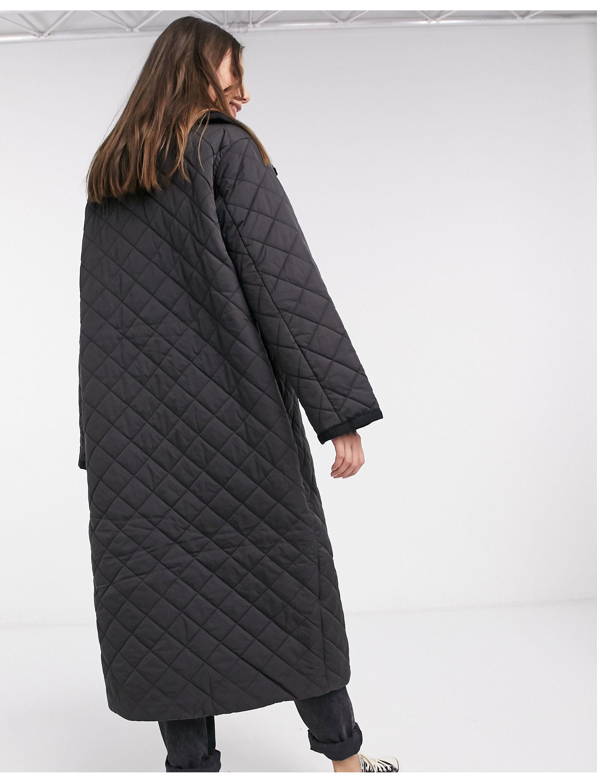 ASOS Asos Design Tall Longline Diamond Quilted Maxi Coat in Black - Lyst