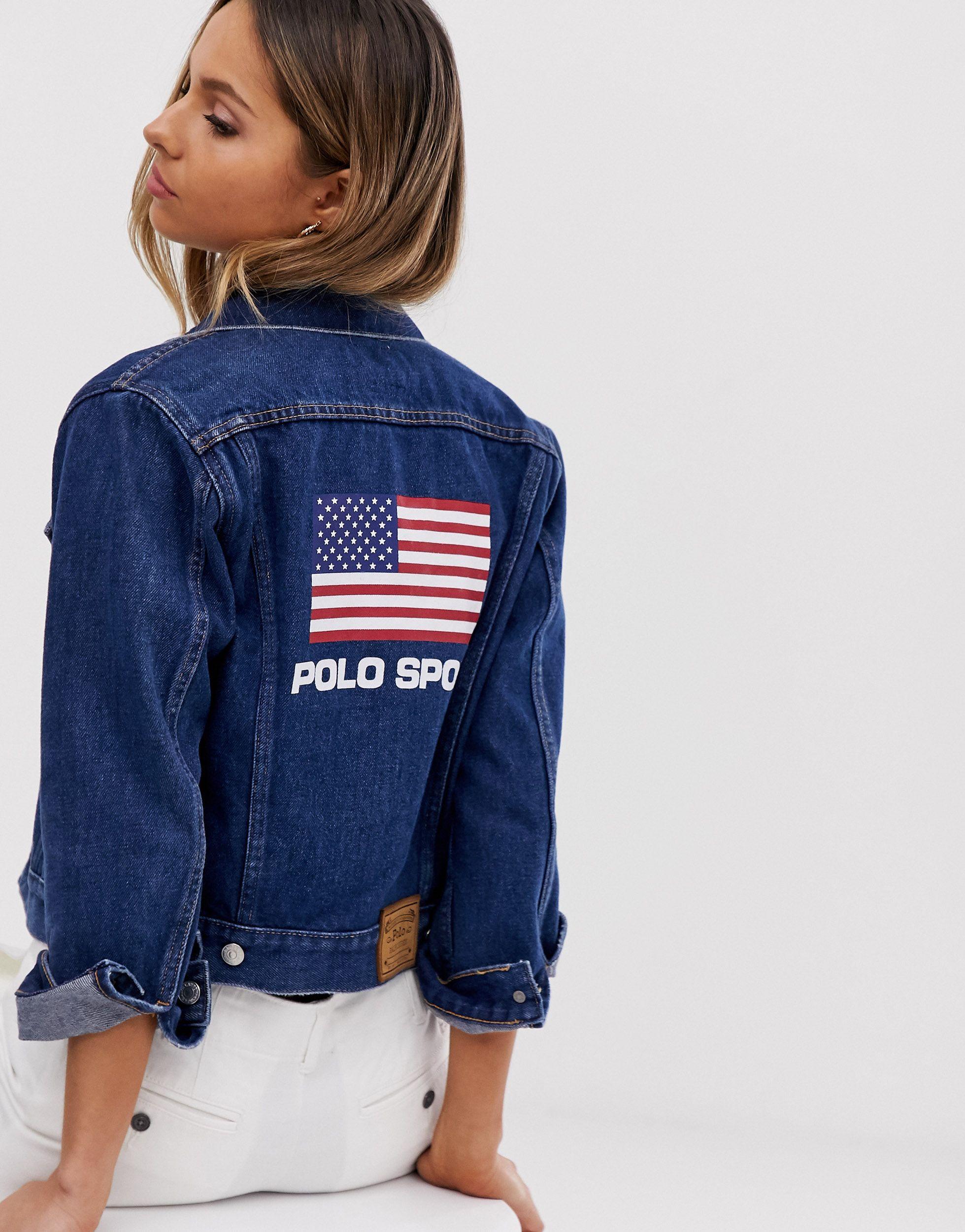 Polo Sports - Giacca di jeans con logo e bandieraPolo Ralph Lauren in Denim  di colore Blu | Lyst