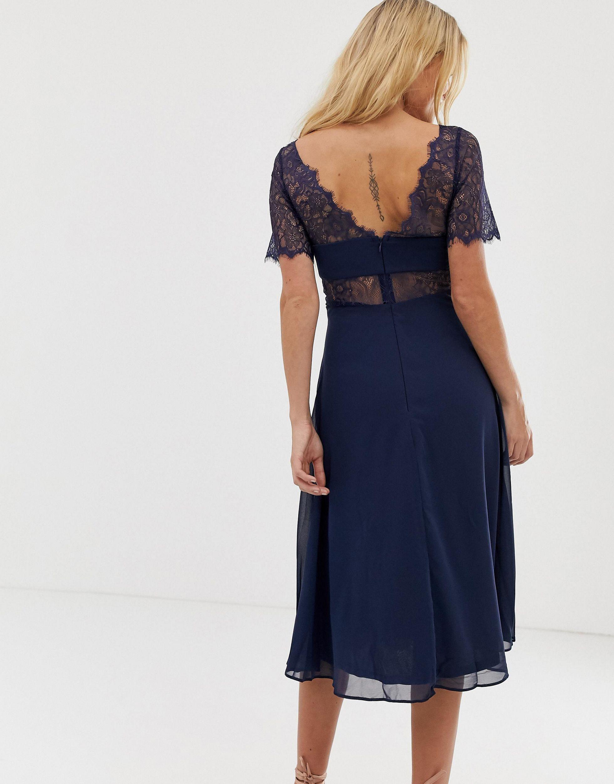 asos lace insert panelled midi dress