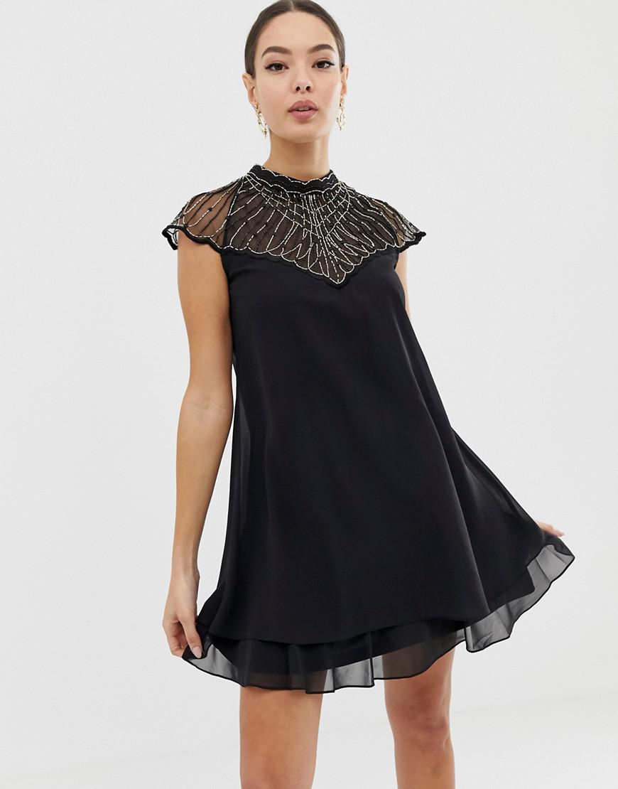 Lipsy embellished sale sleeve swing dress
