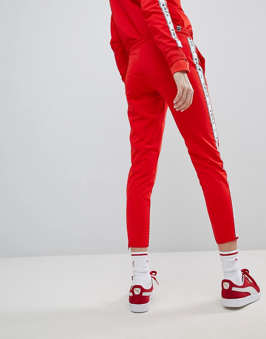 PUMA Exclusive To Asos Taped Side Stripe Track Pants In Red - Lyst