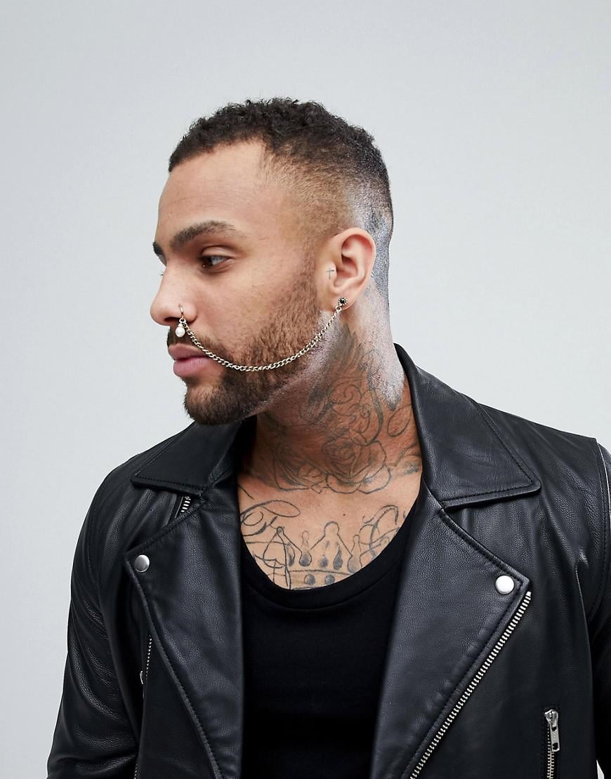 ASOS Faux Nose & Earring Piercing With Faux Pearl Charm in Metallic for Men  | Lyst Canada