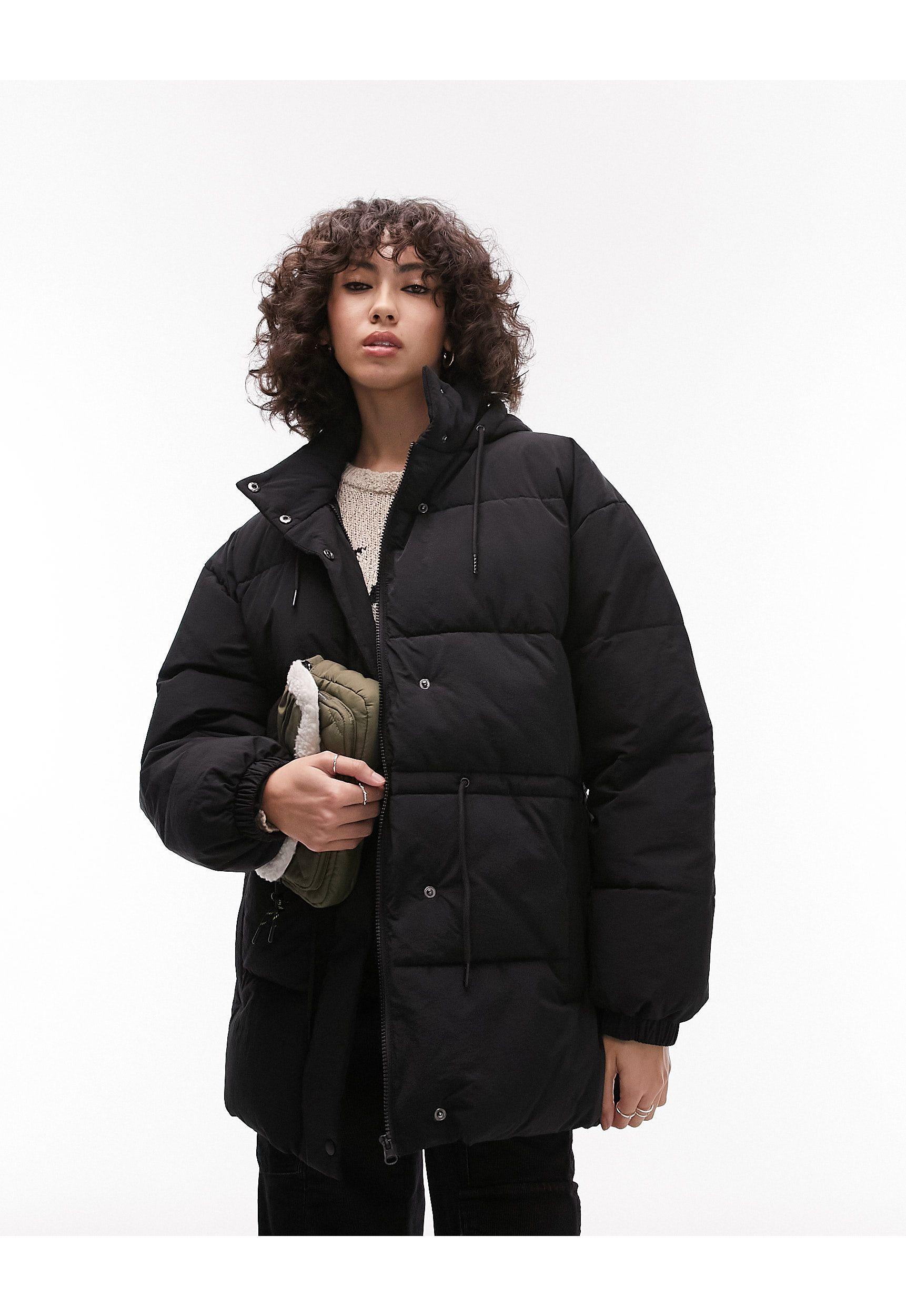 topshop tie waist puffer coat