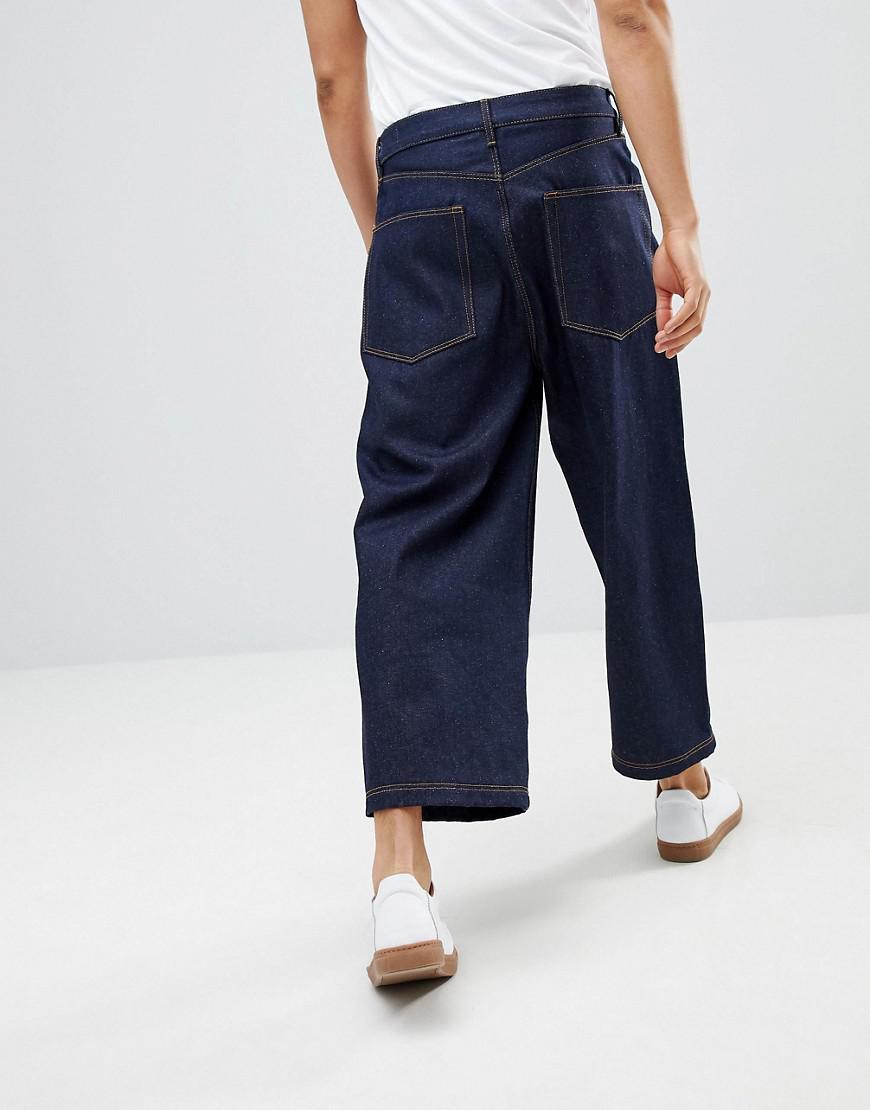 ASOS Denim Wide Leg Cropped Jeans In Indigo in Blue for Men | Lyst