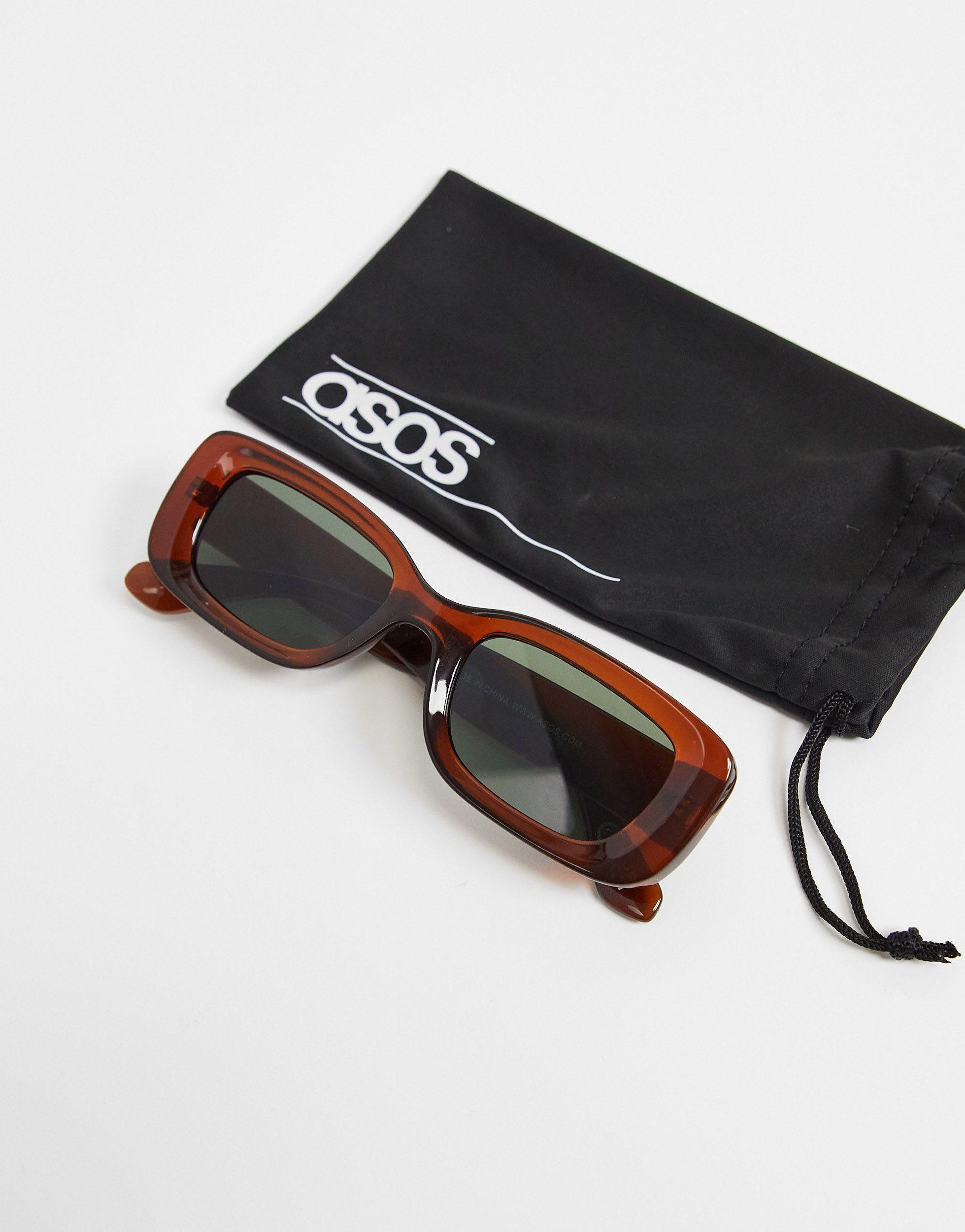 Occhiali da sole squadrati con smussature e lenti g15 marroni di ASOS in  Marrone | Lyst