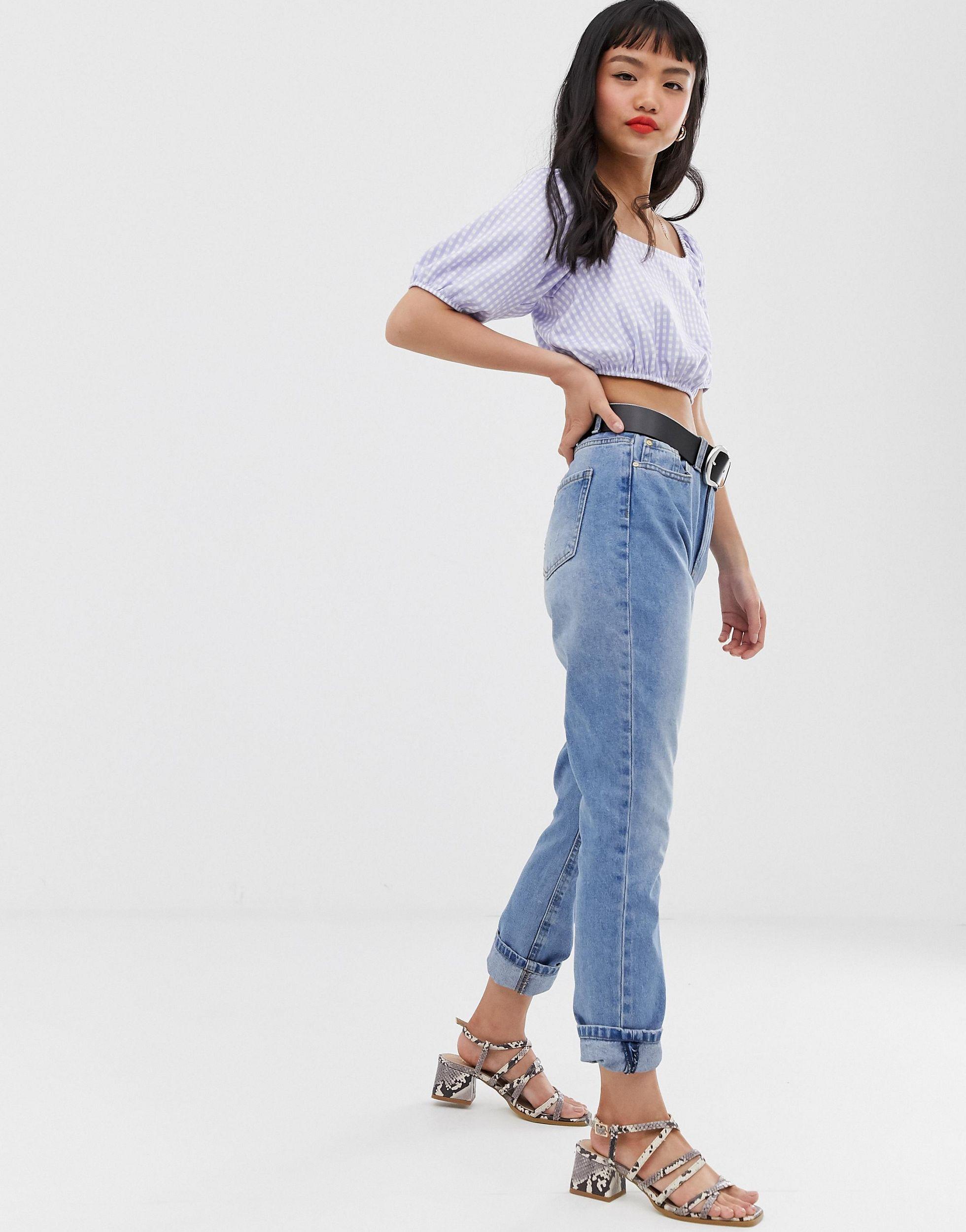 Only Petite Mom Jeans in Blue | Lyst