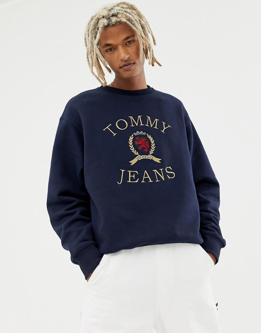 Tommy Jeans Crest Collection Navy Crew Neck Sweatshirt Clearance, SAVE 51%.