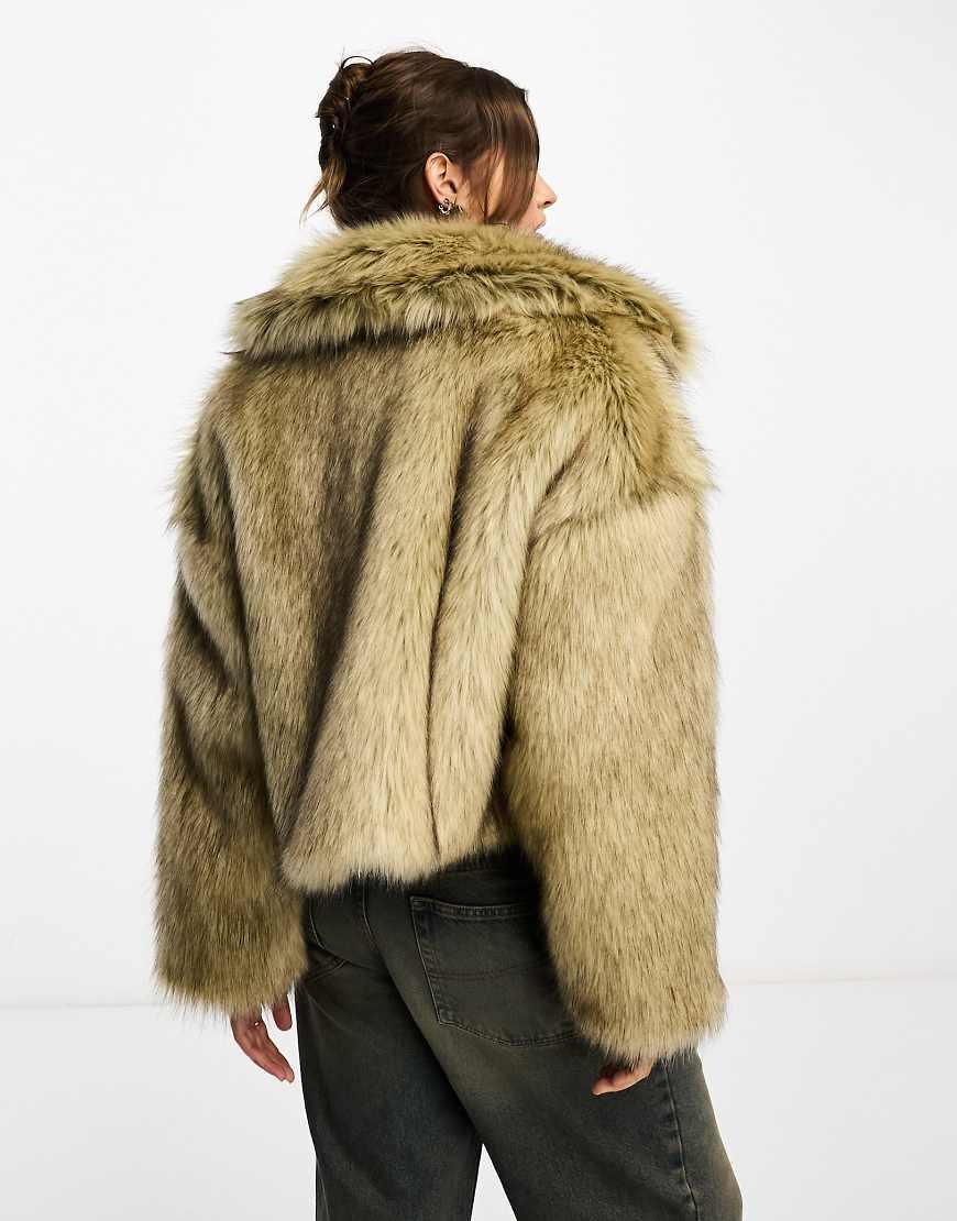 Stradivarius Faux Fur Coat in Metallic Lyst UK