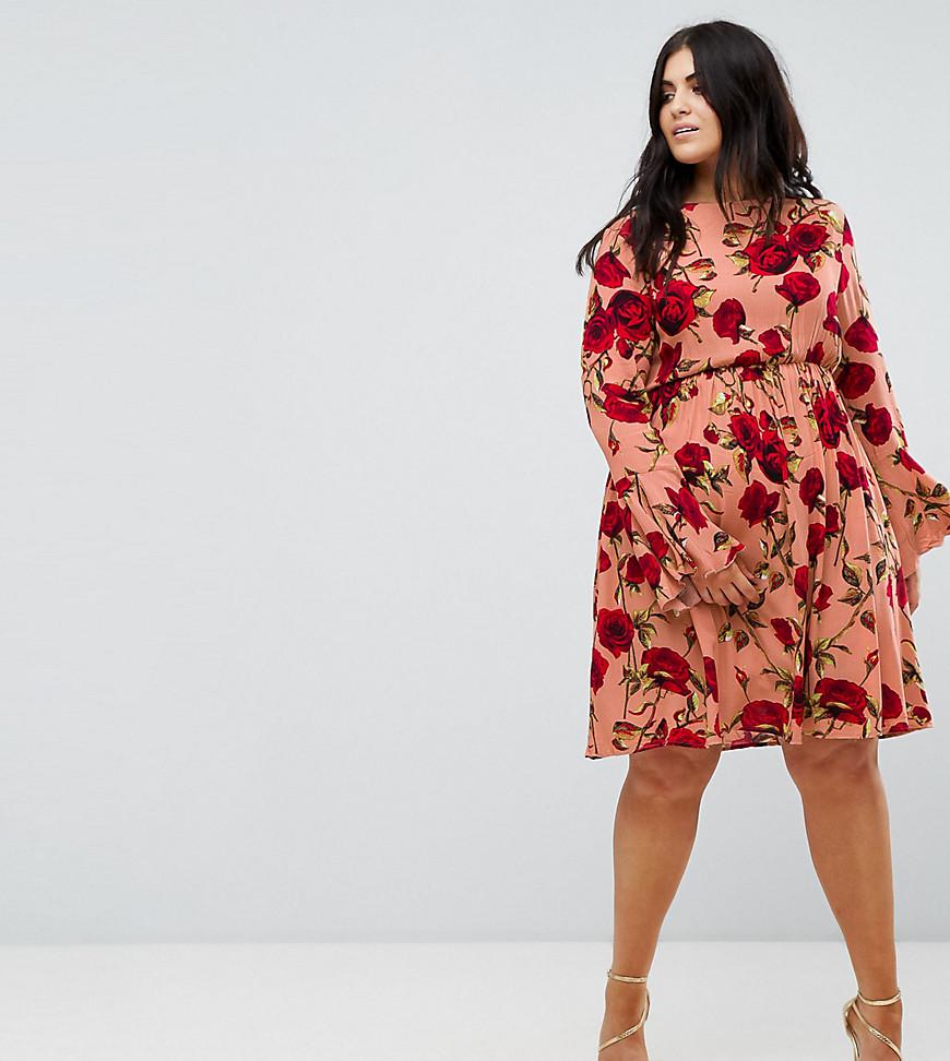 red rose floral dress