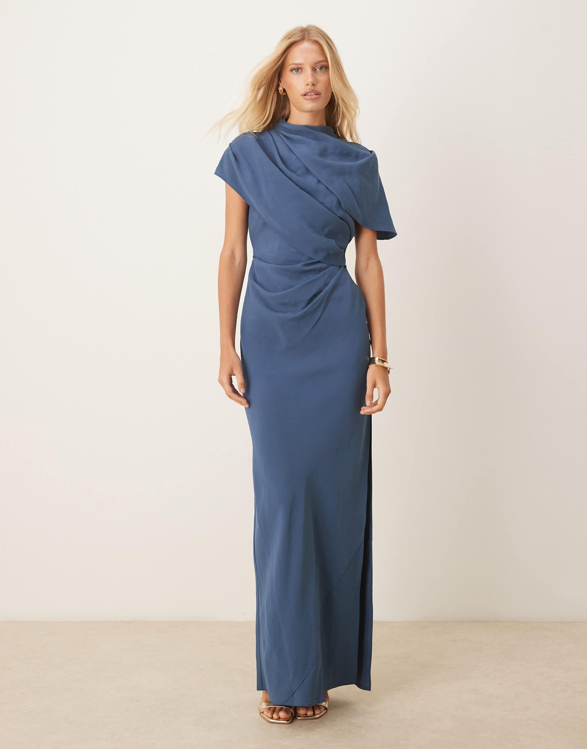 exquisite bridesmaid dresses Wedtrend Women Elegant Bridesmaid Dress with Slit Mermaid One Shoulder  Pleated Backless Wedding Party Guest Dress – WEDTREND main image 0