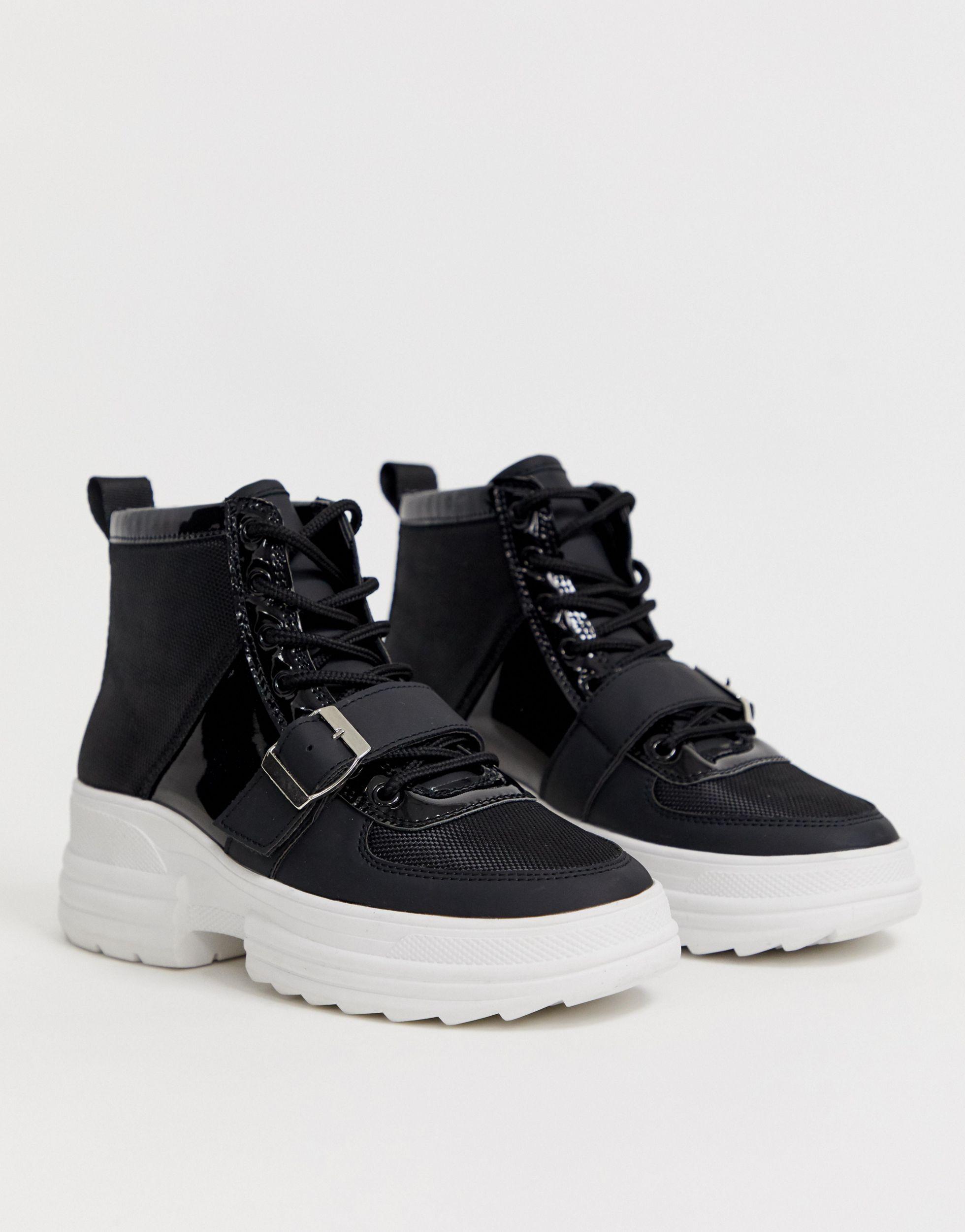 ASOS Discover Chunky Hi Top Trainers in Black - Lyst