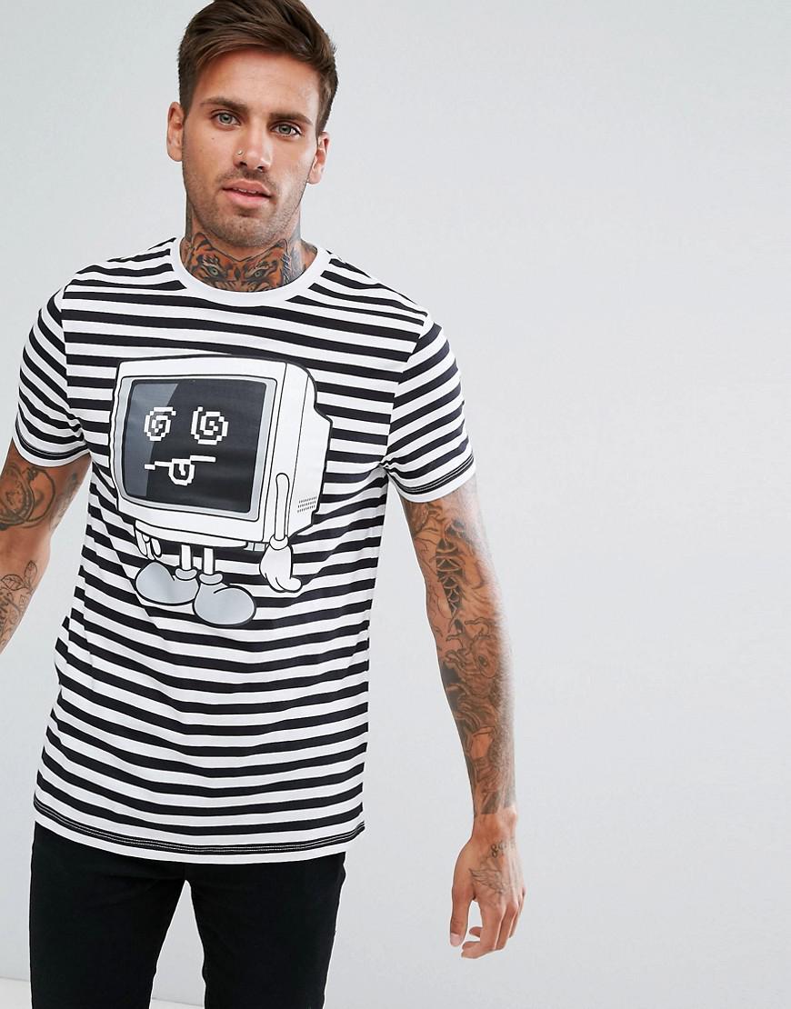 Asos Cotton Stripe T Shirt With Tv Print In White For Men Lyst