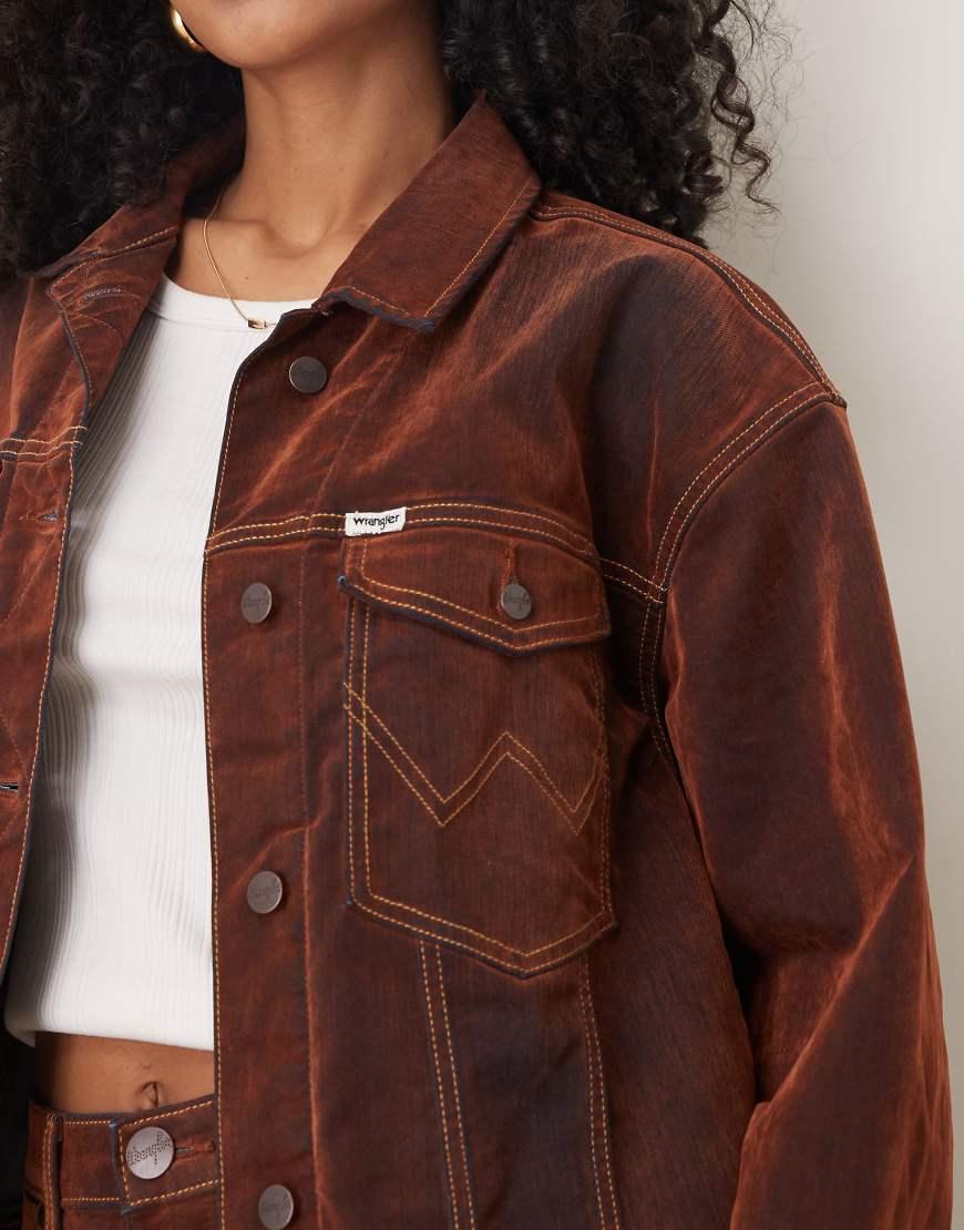 Wrangler Coated Denim Cowboy Jacket in Brown Lyst UK