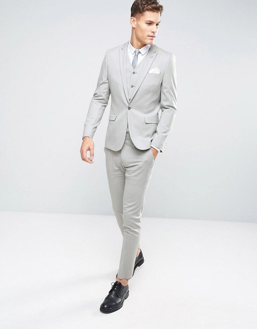 grey skinny suit pants