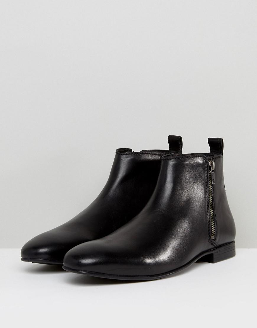 Frank Wright Side Zip Chelsea Boots Black Leather for Men | Lyst