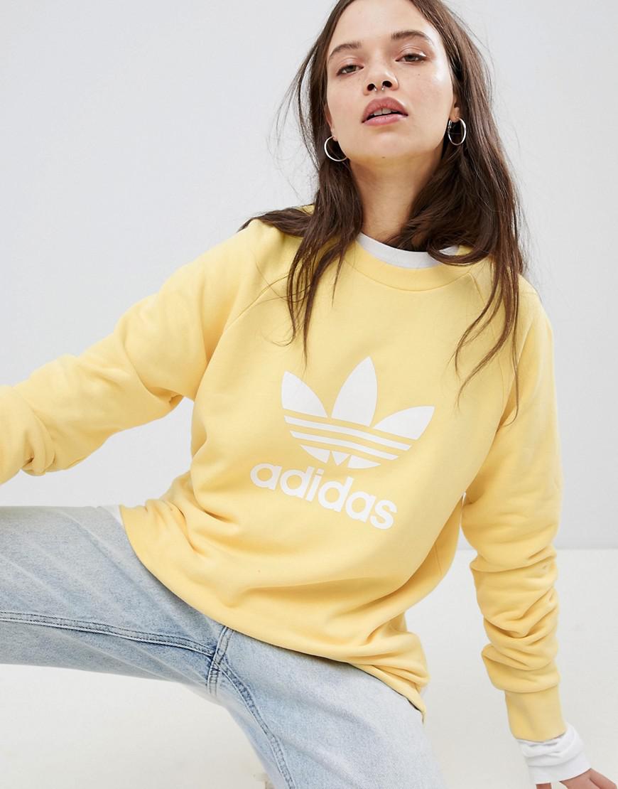 adidas Originals Trefoil Oversized Sweatshirt In Yellow - Lyst