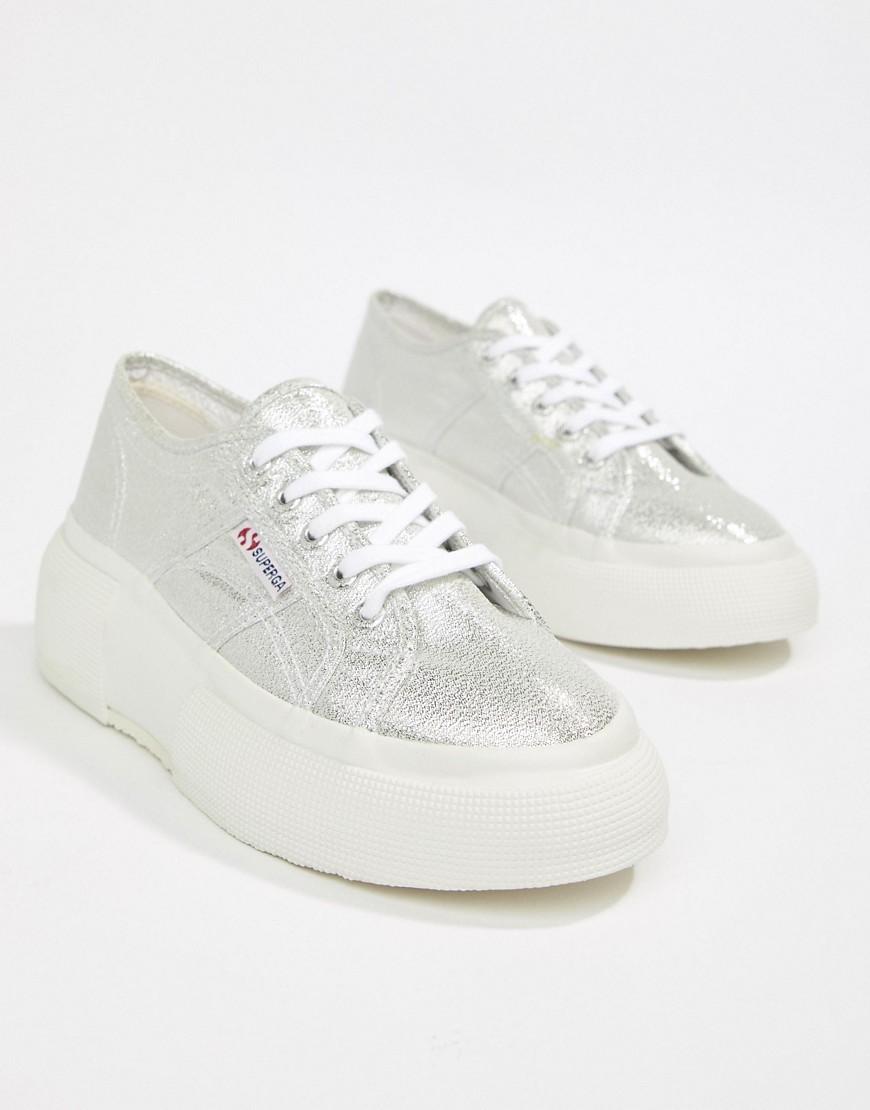 silver wedge trainers