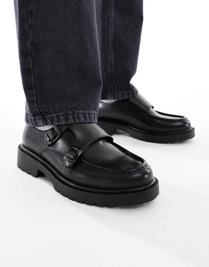 Asos Wide Fit Monk Shoes Oswin Hyde: Hadley Black Monk Leather