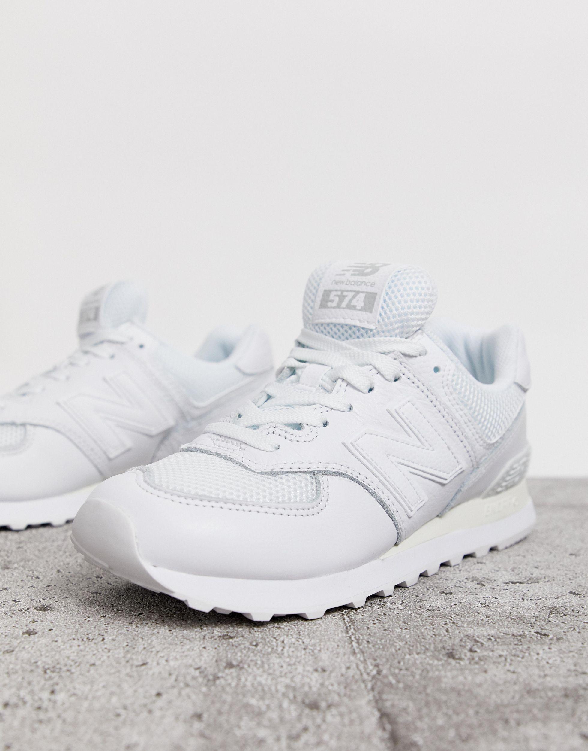 New Balance Leder – 574 – Komplett weiße Sneaker in Weiß | Lyst DE