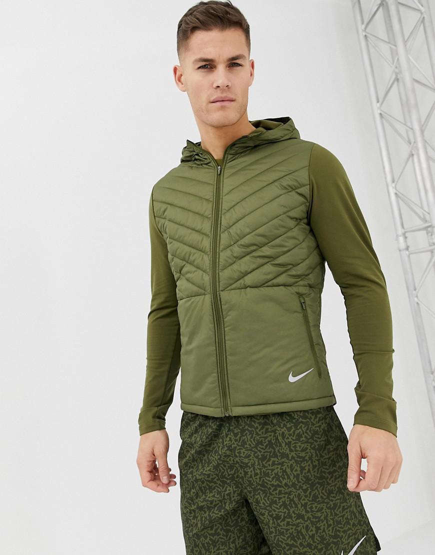 Nike Synthetic Padded Hooded Jacket In Khaki Ah0544395 in Green for