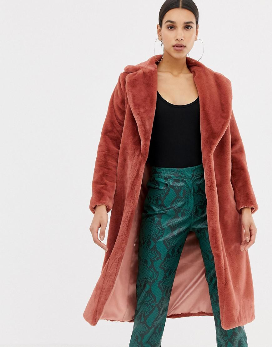 line faux shearling coat