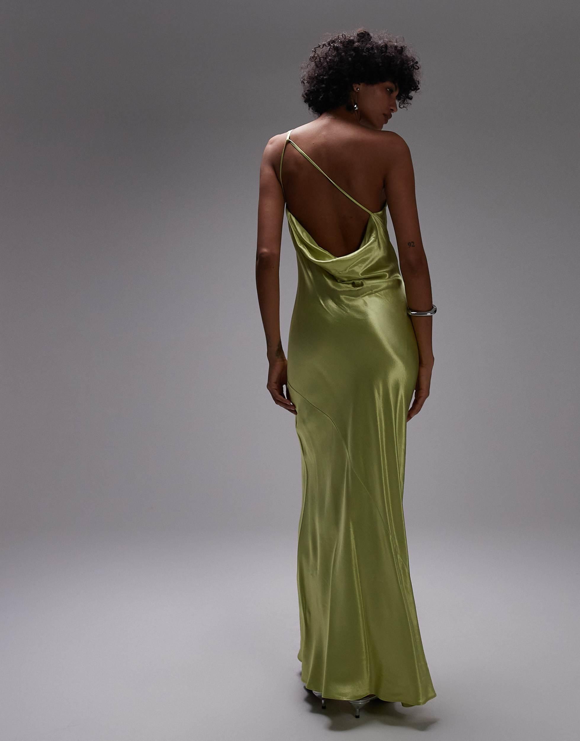 topshop open back midi dress Topshop asymmetric one-shoulder open back midi occasion dress in watercolor  bloom