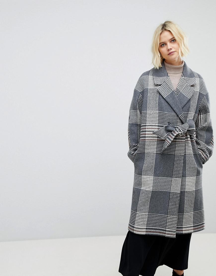check wrap coat