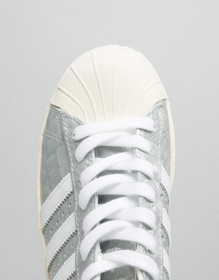 adidas superstar 80s silver trainers
