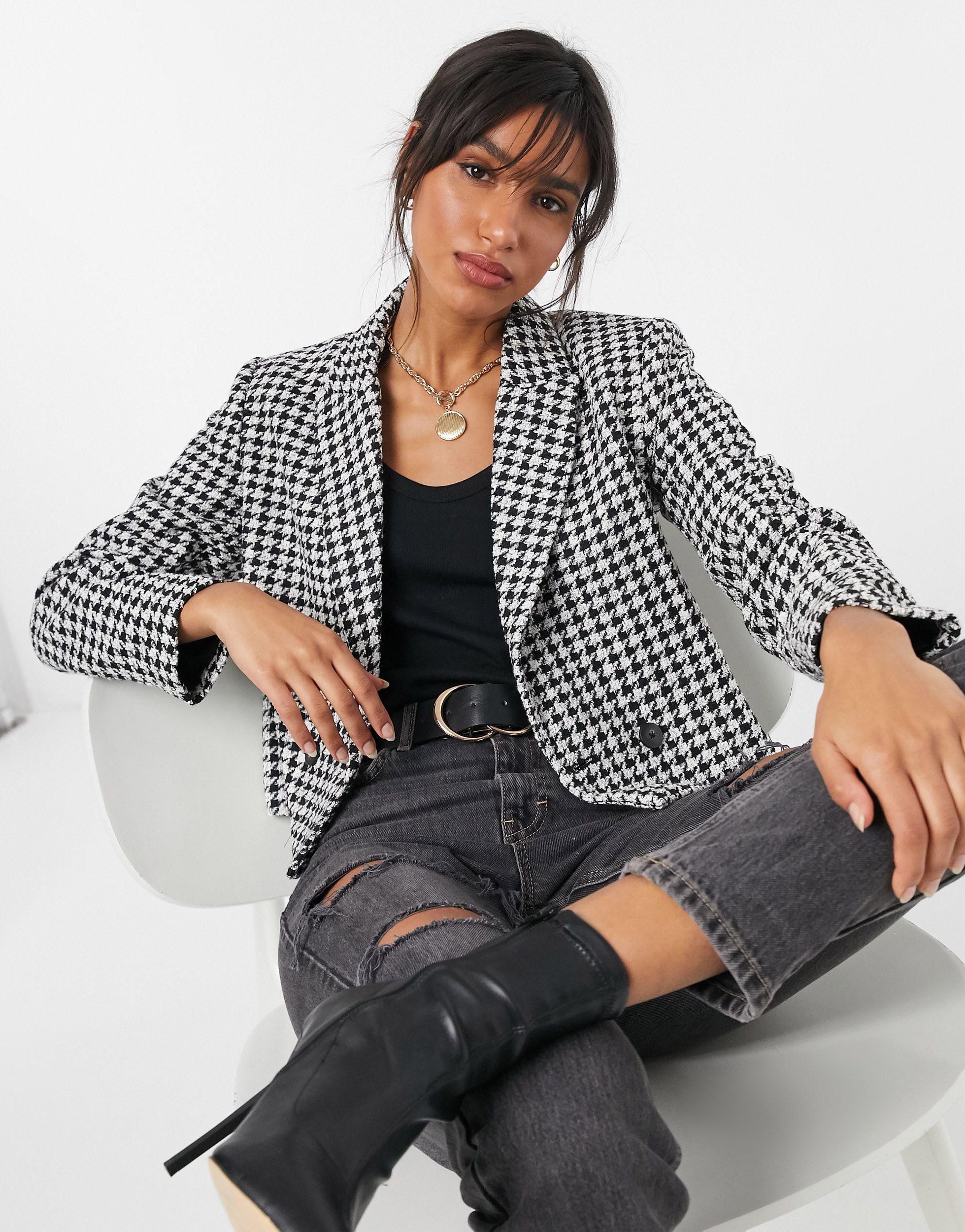 Americana a cuadros con estampado Mango de Tejido sintético de color Negro  | Lyst